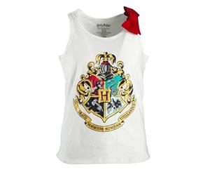 Harry Potter Hogwarts Crest Girls Youth 7-16 White Tank Top Shirt