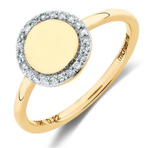 Mini Signet Ring With Diamonds In 10ct Yellow Gold