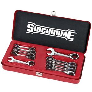 Sidchrome 10 Piece Metric 467 Pro Series Stubby Geared Spanners Set
