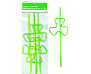 St. Patrick's Shamrock Shaped Straws 4 Pack