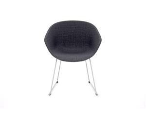 Teddy Fabric Tub Chair - Sled Base White Leg - grey upholstered