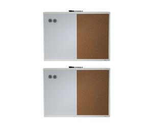 2PK Quartet 58x43cm Magnetic Combo White Board Cork/Memo/Note Wall Mountable
