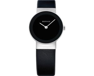 Bering Ladies Classic Collection Silver Case Black Dial Black Leather Strap