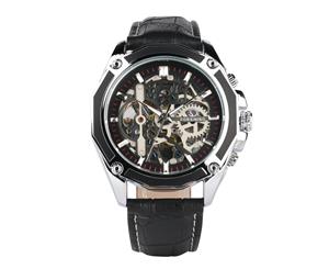 FORSINING Men's Watch Skeleton Automatic Mechanical Watches Classic Business Black Band Wristwatch