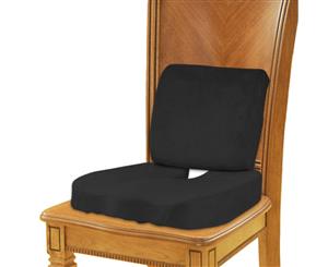 Memory Foam Seat Cushion Lumbar Back Support BLACK
