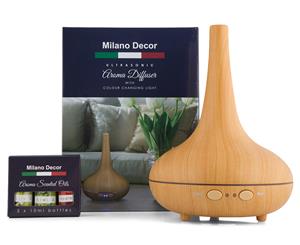 Milano Dcor Ultrasonic Aroma Diffuser - Light Wood Grain