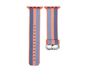 Nylon Band For Apple Watch - Orange With Blue Stripe