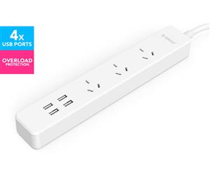 Orico 3 AC Outlets w/ 4 Smart USB Charging Ports Power Board - White
