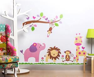 Safari Animals & Flowers Wall Decal/Sticker