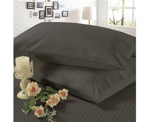1200TC 4 Pieces Luxury 100% Cotton Stripe Sheet Set Queen Bed Charcoal