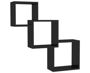 Cube Wall Shelves High Gloss Black Chipboard Floating Display Rack