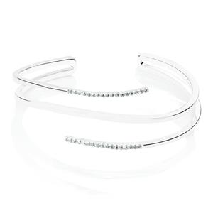 Cuff Bangle with Cubic Zirconia in Sterling Silver