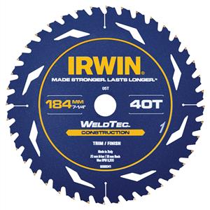 IRWIN WeldTec 184mm 40T Construction Circular Saw Blade
