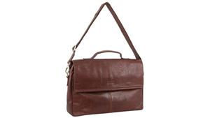Pierre Cardin Rustic Leather Messenger/Laptop Bag - Chocolate