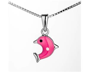 Pink Dolphin Necklace in Sterling Silver