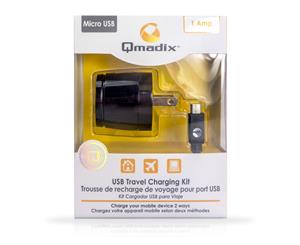 Qmadix USB Travel Charging Kit with Micro USB Port 1A Black