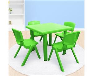 Quality Kid's Adjustable Square Table with 4 Chairs Green Set