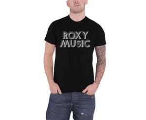 Roxy Music T Shirt Vintage Retro Band Logo Official Mens - Black