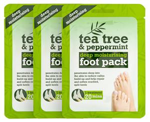 3 x Tea Tree & Peppermint Deep Moisturising Foot Pack