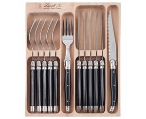 Andre Verd Debutant 12Pc Stainless Steel Mirror Polished Cutlery Set Black
