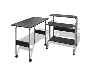 Black Office Computer Desk Writing Table Workstation Group Adjustable 3 Tiers