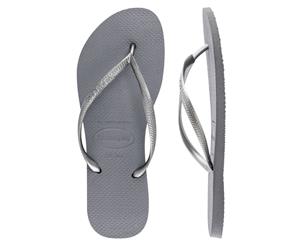 Havaianas Unisex Slim Metallic Thongs - Steel Grey