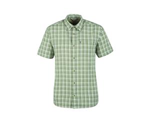 Mountain Warehouse Mens Short Sleeved Shirt 100% Cotton Made of Natural Fibres - Green
