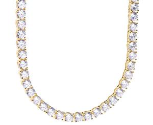 Sterling 925er Silver CZ Premium Chain - ICED OUT 5mm - 90cm - Gold