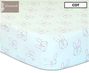 The Peanut Shell Snowball Bunny Cot Fitted Sheet - Mint