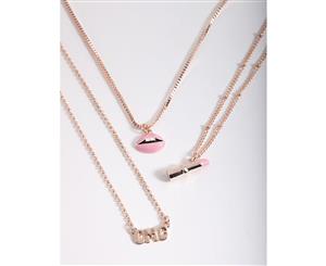 Lovisa Kids Rose Gold OMG Lipstick Necklace Set