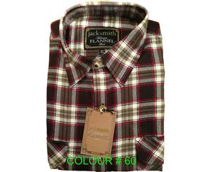 Men's Flannelette Shirt Check Vintage Long Sleeve - 60 (Half Placket)