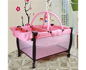 Joy Baby All in One Portable Cot Portacot Playpen with Carry Bag - Pink