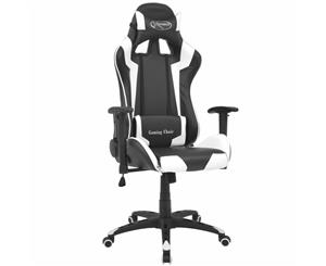 Reclining Racing Gaming Chair Artificial Leather White Computer Seating