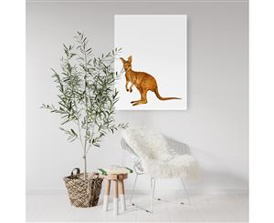 Red Kangaroo Nursery Wall Art - White Frame