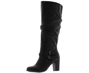 Style & Co. Womens Sana Faux Leather Buckle Knee-High Boots