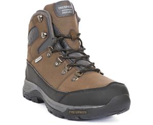 Trespass Mens Thorburn Mid Cut Leather Waterproof Walking Hiking Boots - Dark Brown / Hazel