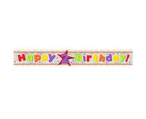 Amscan Happy 2Nd Birthday Holographic Foil Banner (Multicoloured) - SG12402