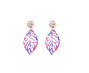 Jewelcity Sunkissed Womens/Ladies Standard Leaf Earrings (Purple/Pink) - JW963