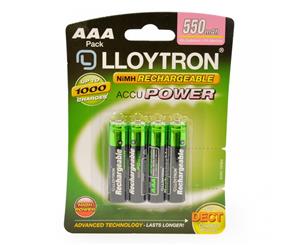Lloytron B014 Rechargeable Accupower AAA Ni-MH Batteries 550mAh 4 Pack