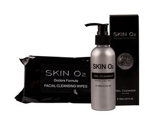 Skin O2 Gel Cleanser 150ml and 20 Pack Wipes