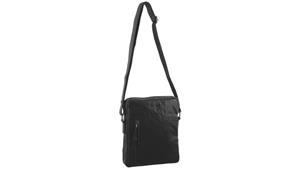 Pierre Cardin Rustic Cross-Body Leather Bag - Black