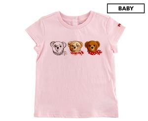 Polo Ralph Lauren Baby Girls' Short Sleeve Enzyme Jersey Bear Tee - Pink