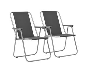 2x Folding Camping Chairs 52x59x80cm Grey Outdoor Hiking Furniture