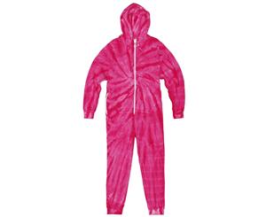 Colortone Unisex Adults Full Zip Tonal Spider Tie Dye Onesie (Spider Pink) - RW4118