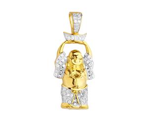 Premium Bling - 925 Sterling Silver Mini Buddha Pendant - Gold