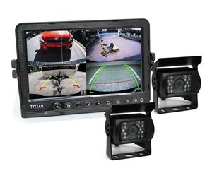 9" DVR Monitor 4CH Realtime Vehicle Reversing Recording CCD Camera Kit Truck Bus - 2 Cameras Package