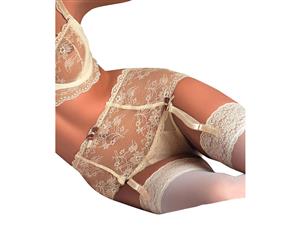 Roza Fifi Ivory Lace Suspender Brief